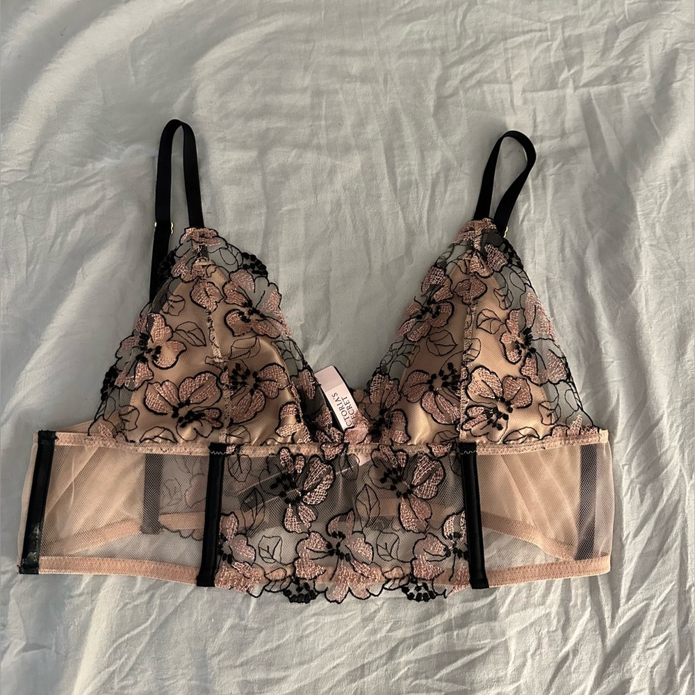 victoria secret light pink/beige floral bralette